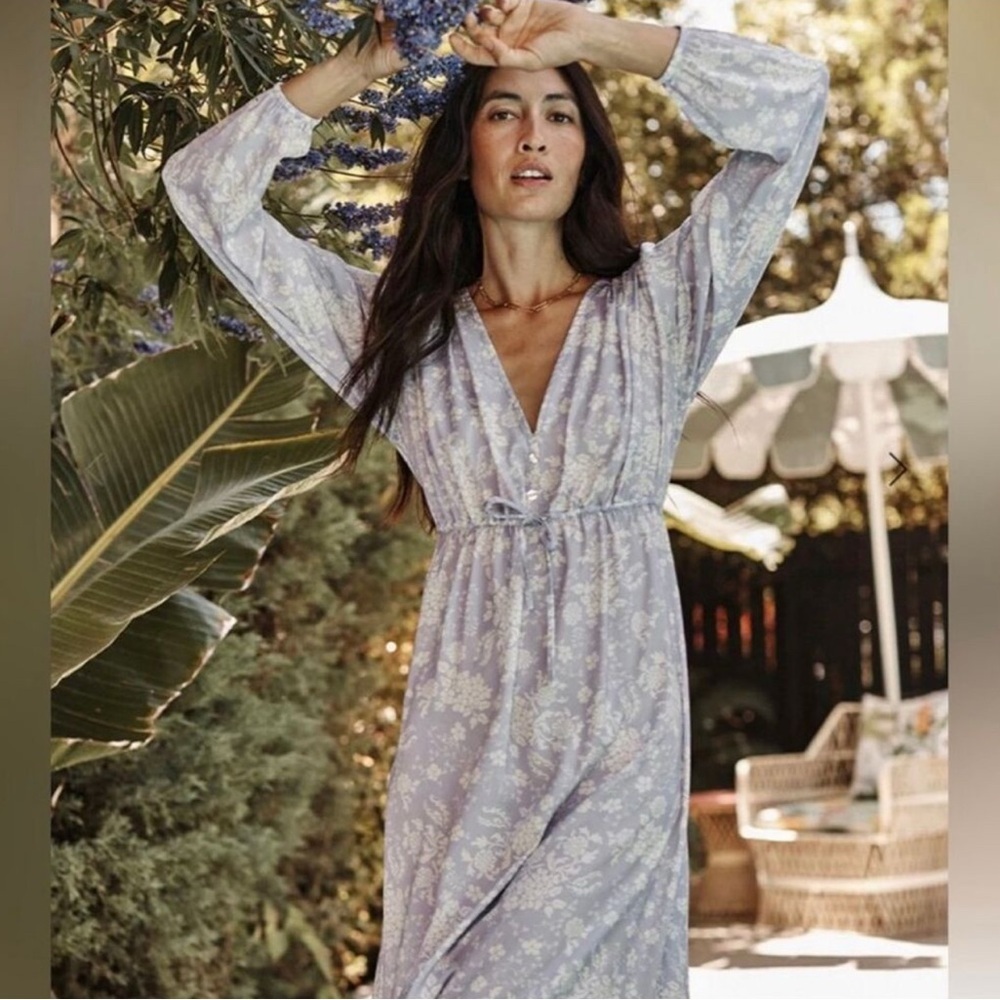 summersalt Lavender Floral Midi Dress